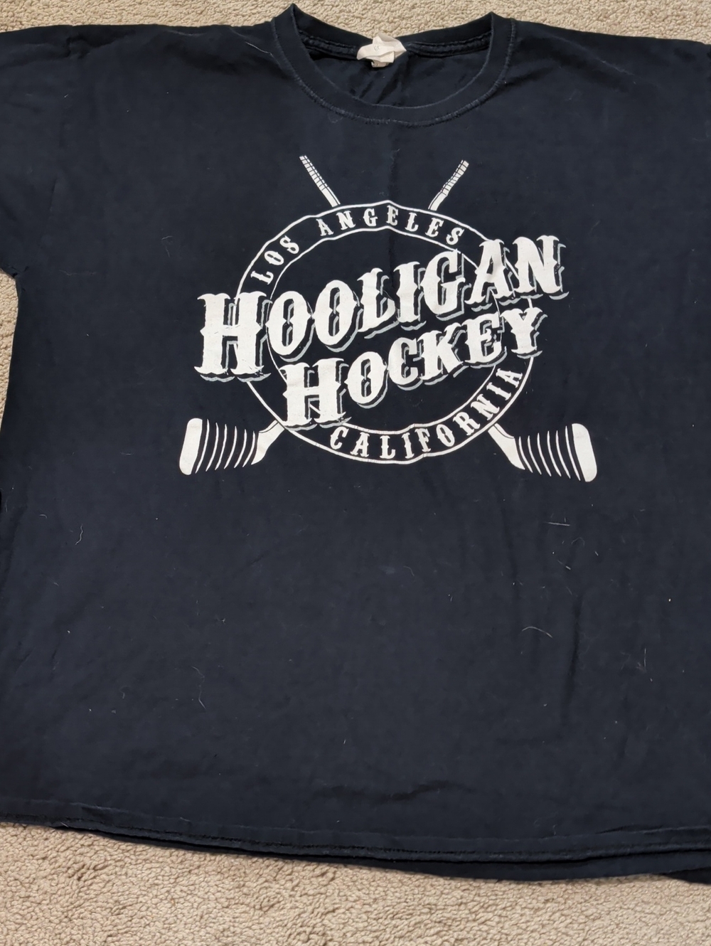 Fruit of the Loom Navy Hooligan Hockey Graphic Tee